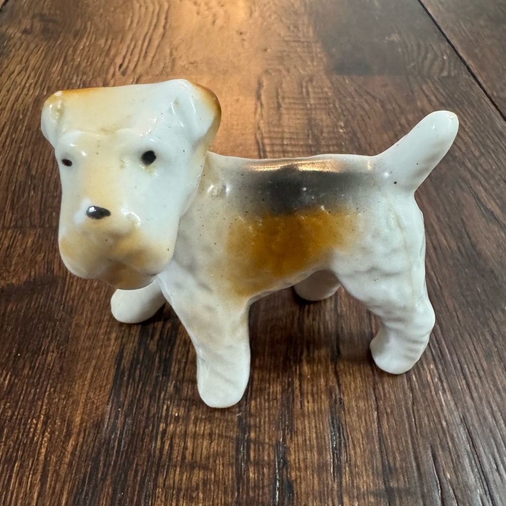 Charming Ceramic Mini Dog Figurine - White and Brown